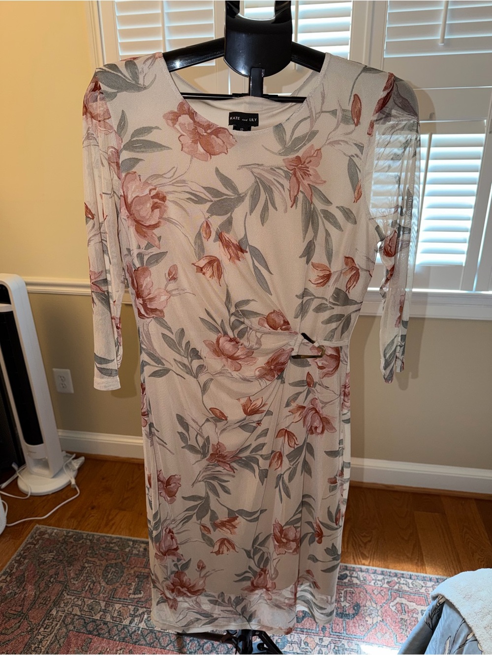 Kate & Lily Blush Floral Midi Dress